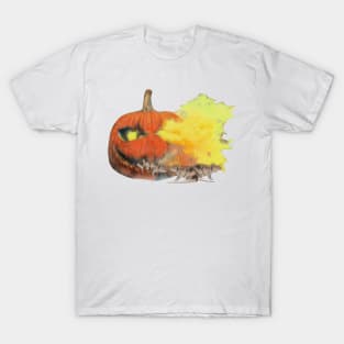 Pumpkin With Rats Halloween Design T-Shirt
